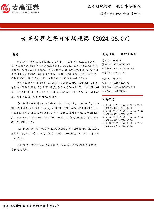 麦高视界之每日市场观察