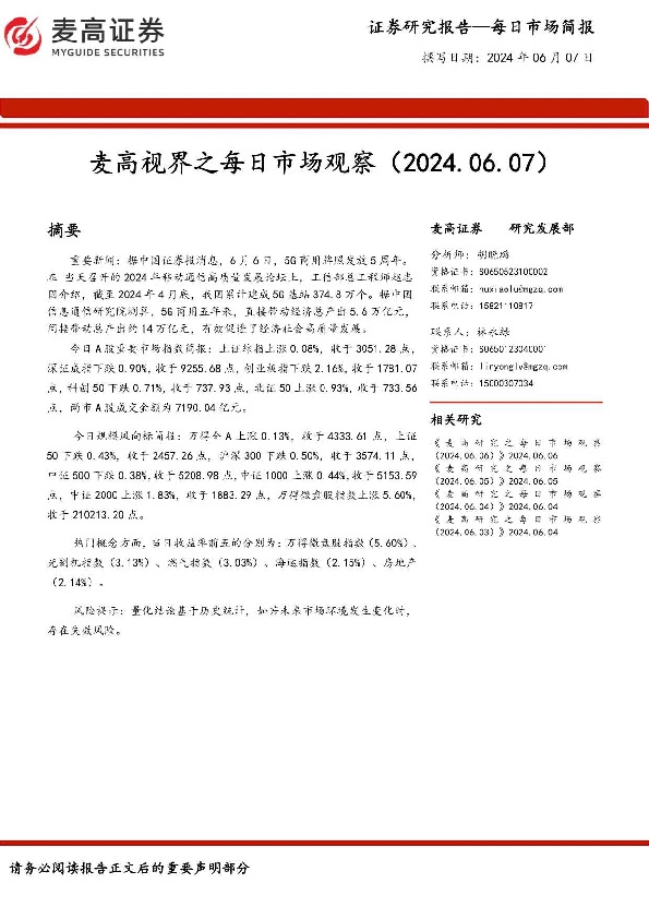 麦高视界之每日市场观察