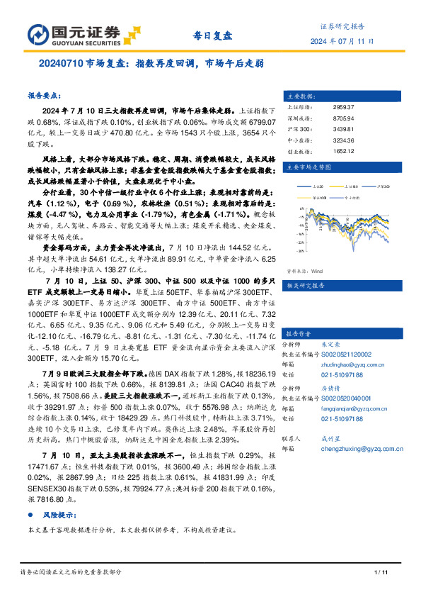 市场复盘：指数再度回调，市场午后走弱