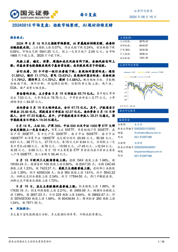 市场复盘：指数窄幅整理，AI题材持续发酵