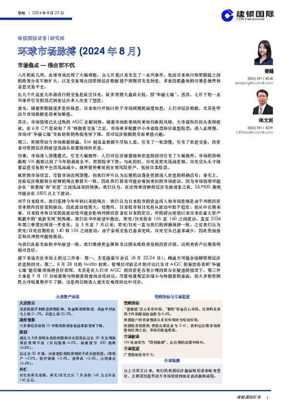 环球市场脉搏（2024年8月）：市场焦点—浪击而不沉