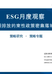 ESG月度观察：碳排放约束性政策密集落地
