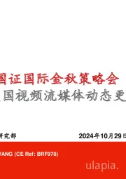 国证国际金秋策略会：美国视频流媒体动态更新