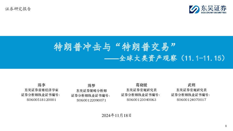 全球大类资产观察：特朗普冲击与“特朗普交易”