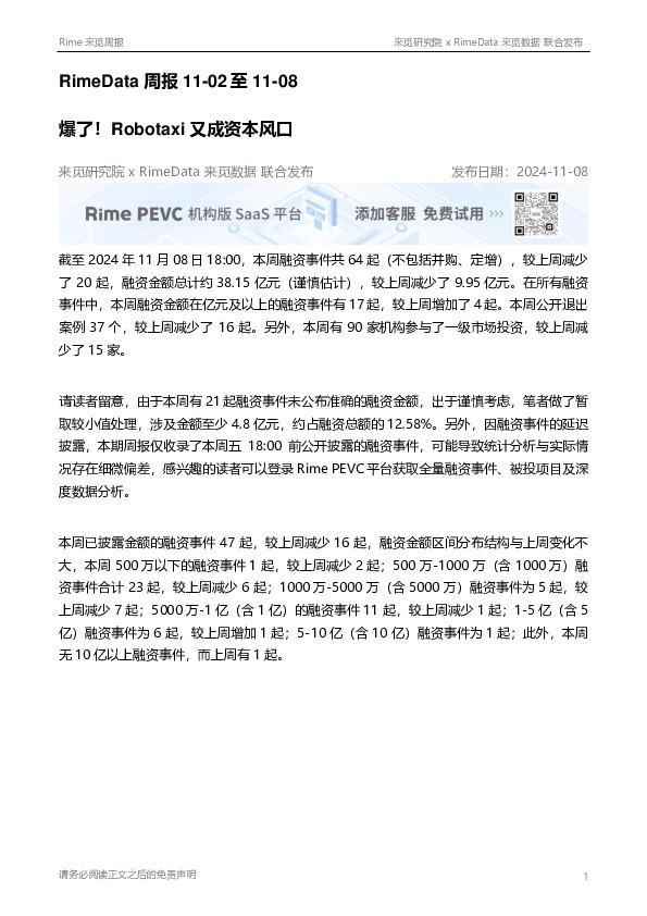 RimeData周报：爆了！Robotaxi又成资本风口