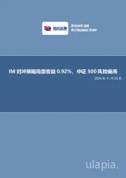 IM对冲策略周度收益0.92%，中证500风险偏高