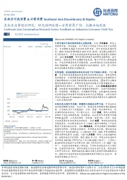 东南亚消费国别研究:印尼调研反馈—消费前景广阔,扎根本地制胜