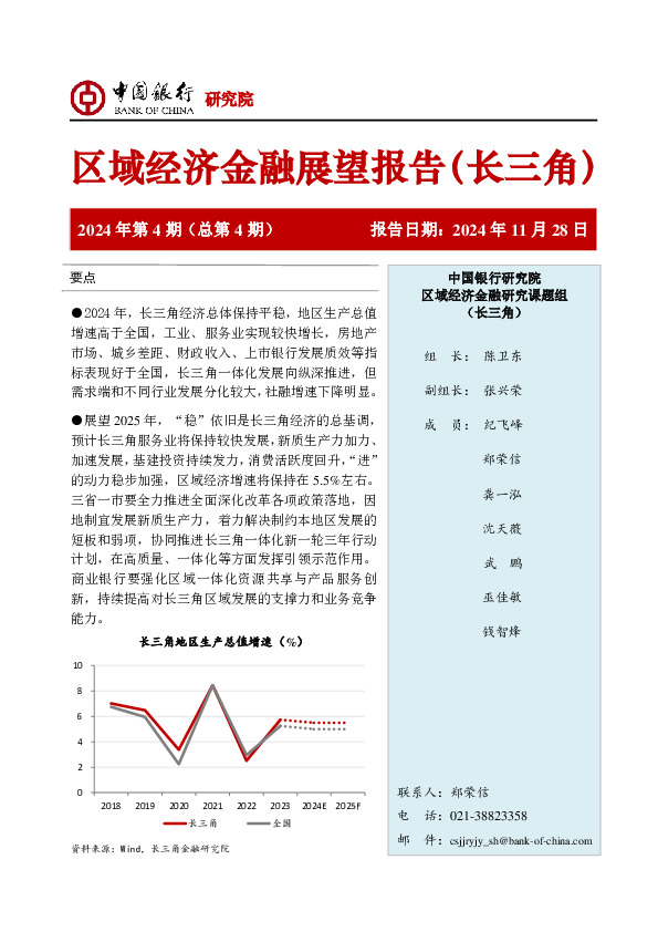 区域经济金融展望报告（长三角）2024年第4期（总第4期）