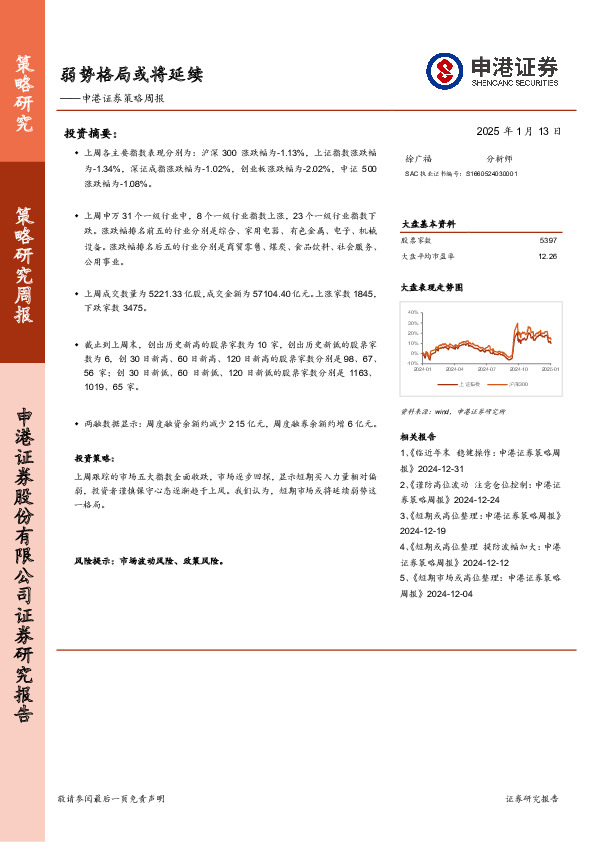 策略周报：弱势格局或将延续