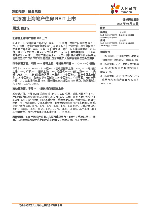 周观REITs：汇添富上海地产住房REIT上市