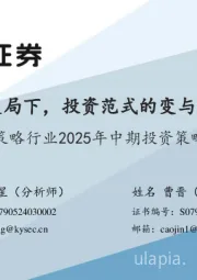 策略行业2025年中期投资策略：大变局下，投资范式的变与不变