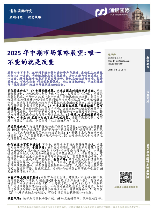 2025年中期市场策略展望：唯一不变的就是改变
