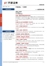 投资策略专题：开源金股，7月推荐