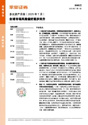 多元资产月报（2025年7月）：全球市场风险偏好逐步回升