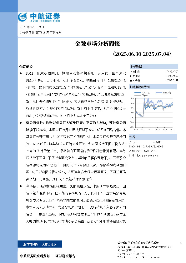 金融市场分析周报