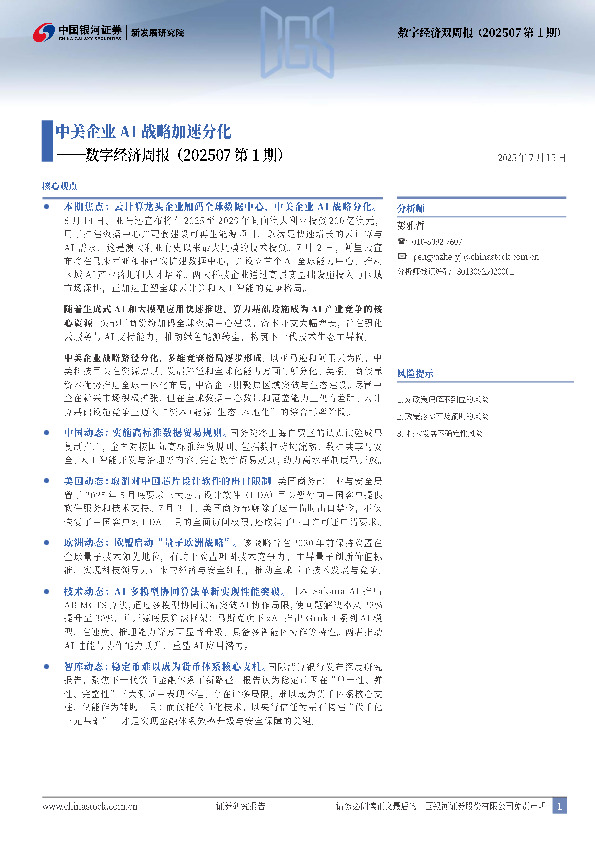 数字经济双周报（202507第1期）：中美企业AI战略加速分化