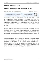 RimeData周报：年内新高！本周融资案例151起，融资金额超430亿元！