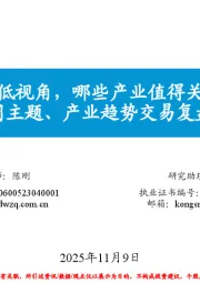 每周主题、产业趋势交易复盘和展望：高切低视角，哪些产业值得关注？